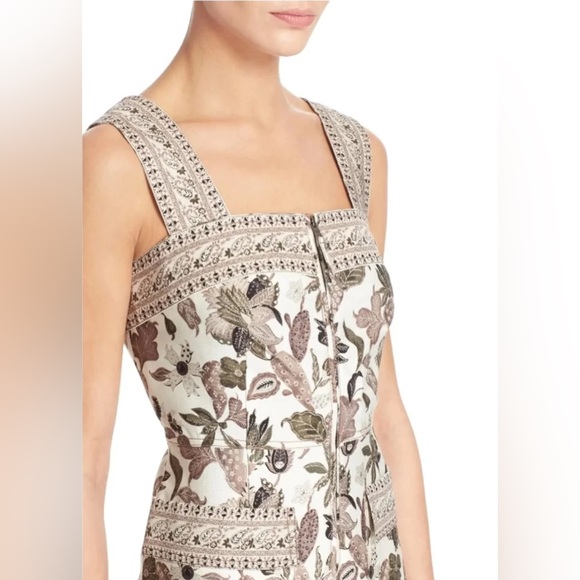 $490 msrp Tory Burch zip front mini paisley floral wool silk dress sz 2 - Picture 3 of 6